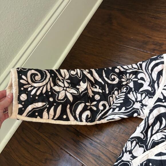 NWT Storia Quilted Jacket Sz M Paisley Printed Black Beige Grannycore - Picture 9 of 11